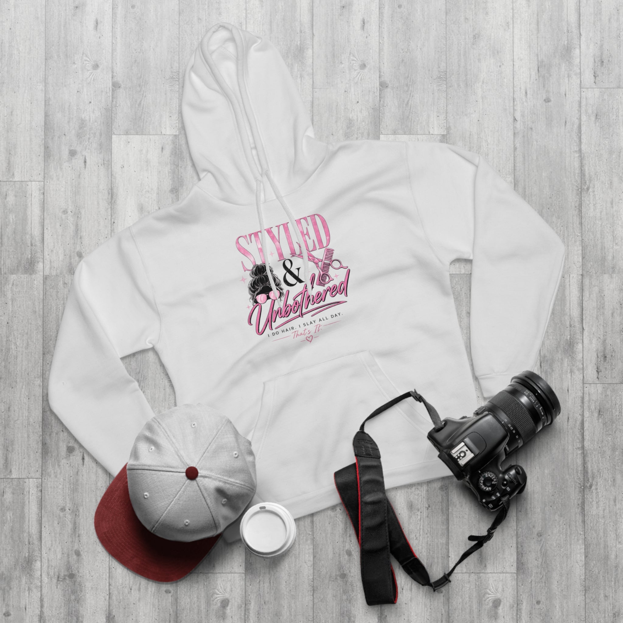 Styled & Unbothered Hoodie — Pink Salon Barber Graphic Pullover