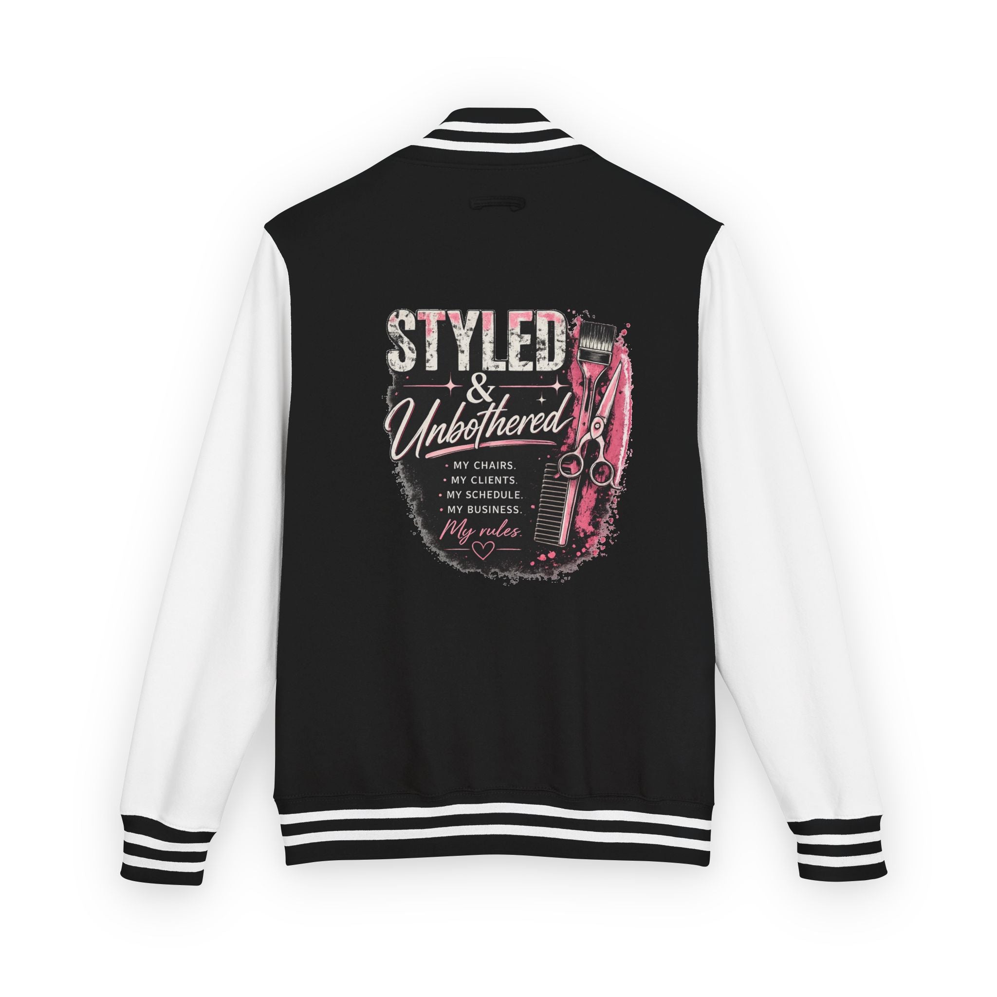 Letterman Jacket — "Styled & Unbothered" Vintage Barber Graphic