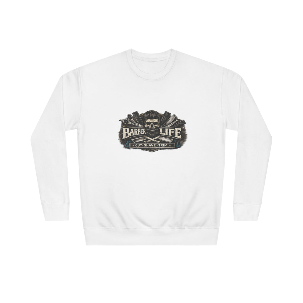 Barber Life Crewneck Sweatshirt — Vintage Barber Shop Logo