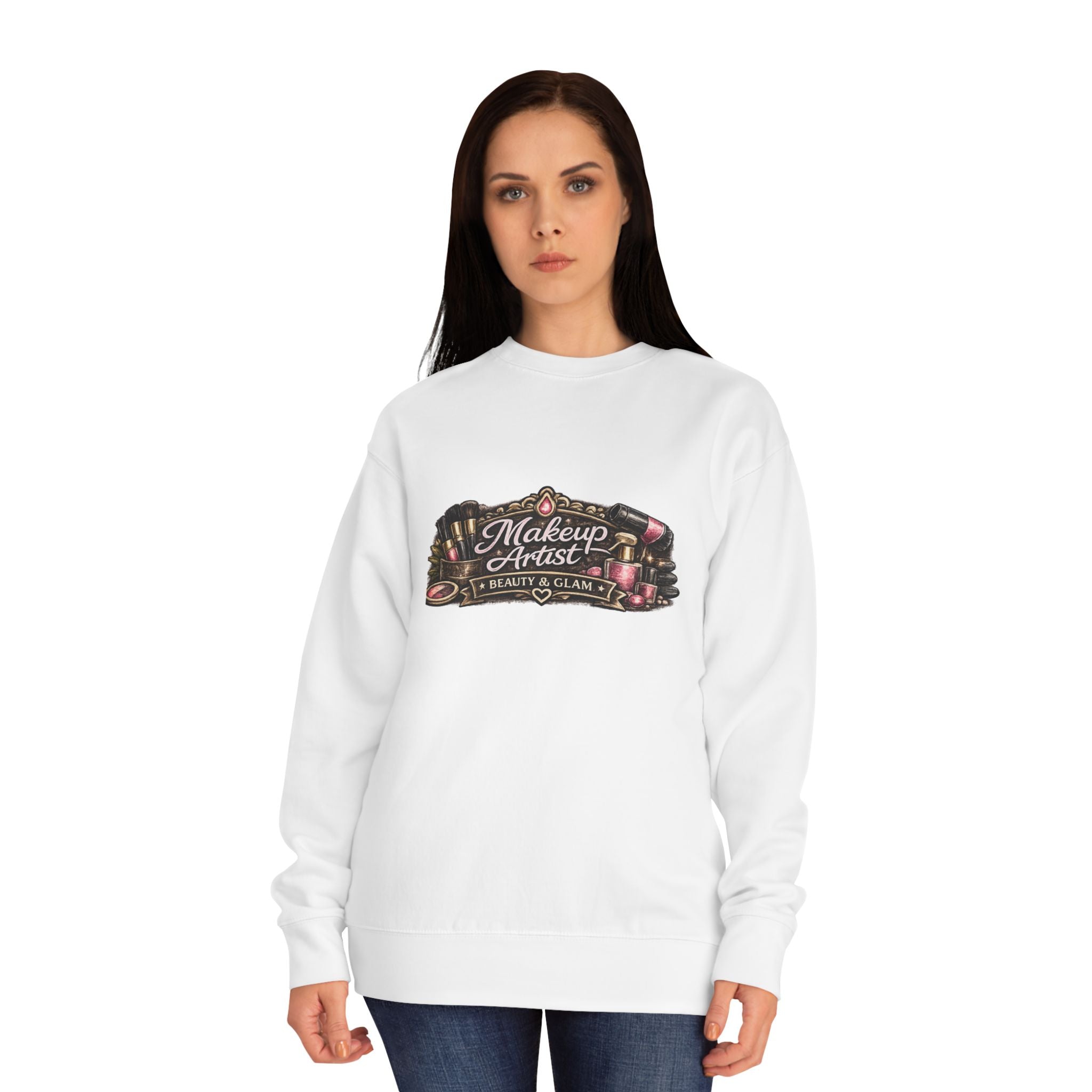 Makeup Artist Crewneck Sweatshirt — Cosmetic Tools Graphic Pullover