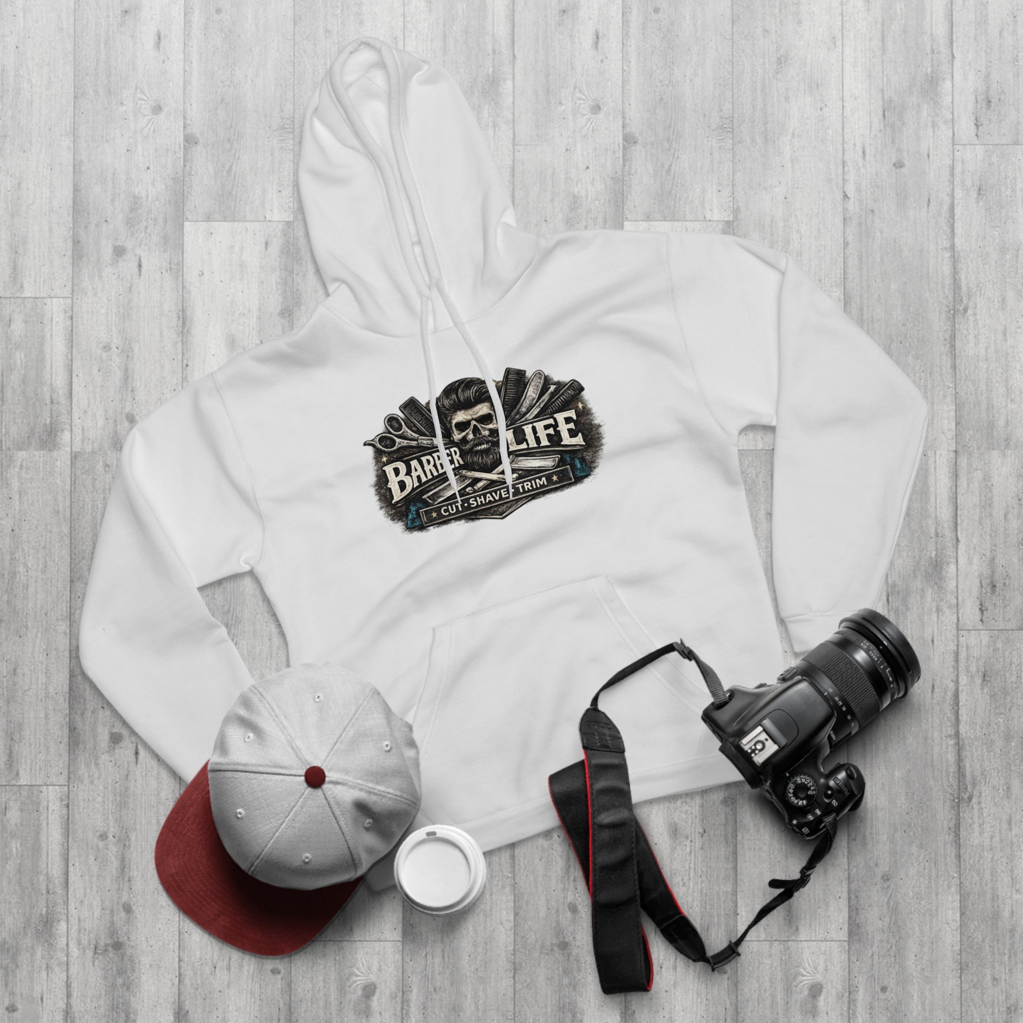 Barber Life Hoodie – "Barber Life: Cut • Shave • Trim" Graphic Pullover