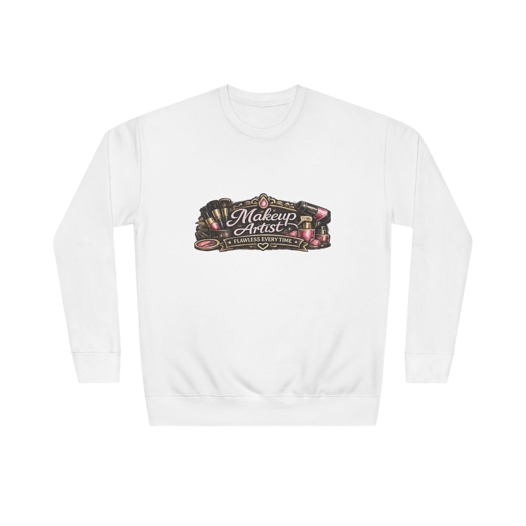 Makeup Artist Crewneck Sweatshirt — Vintage Cosmetic Tools Graphic