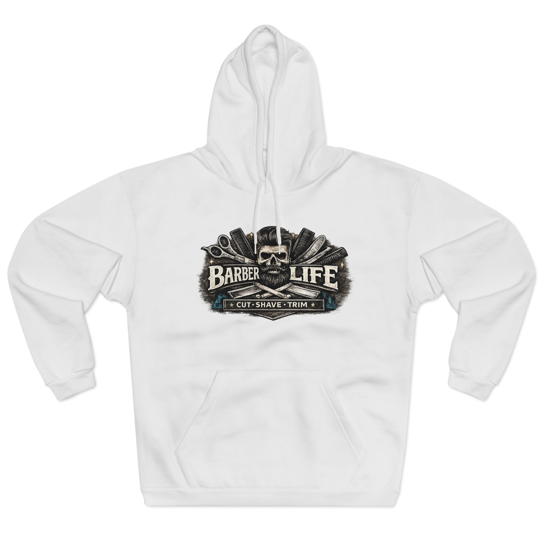 Barber Life Hoodie – "Barber Life: Cut • Shave • Trim" Graphic Pullover