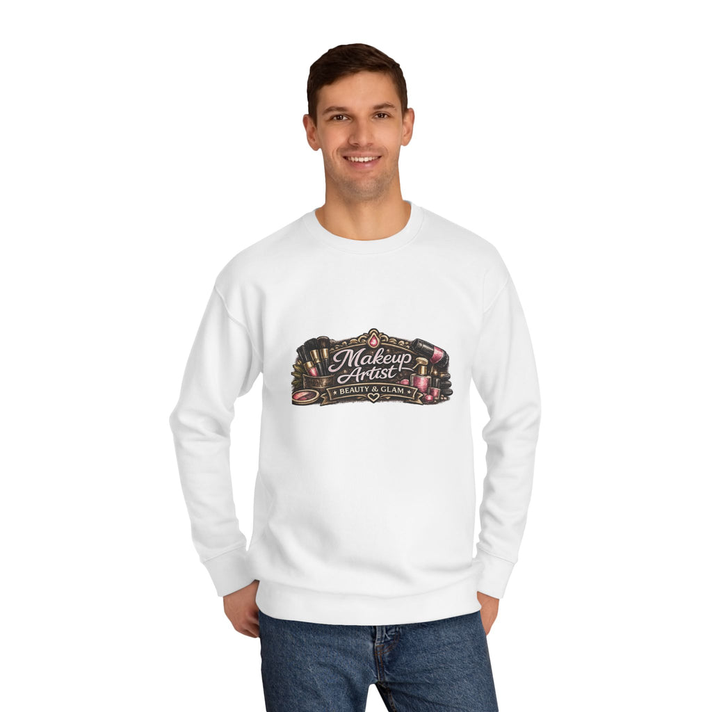 Makeup Artist Crewneck Sweatshirt — Cosmetic Tools Graphic Pullover