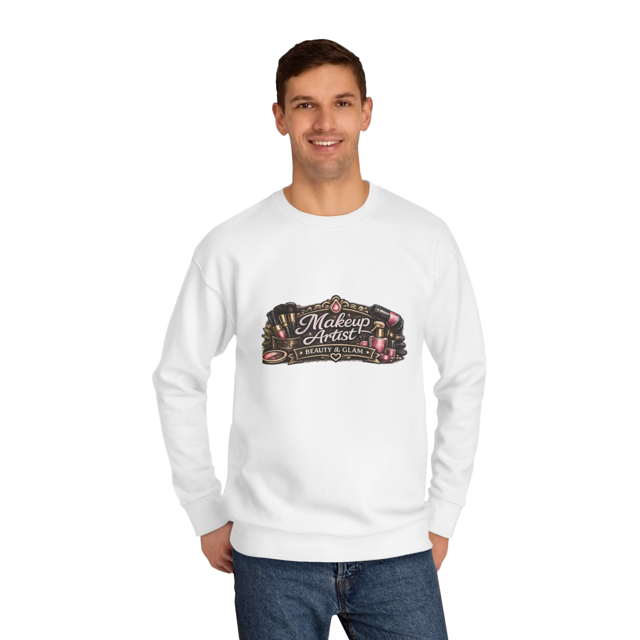 Makeup Artist Crewneck Sweatshirt — Cosmetic Tools Graphic Pullover