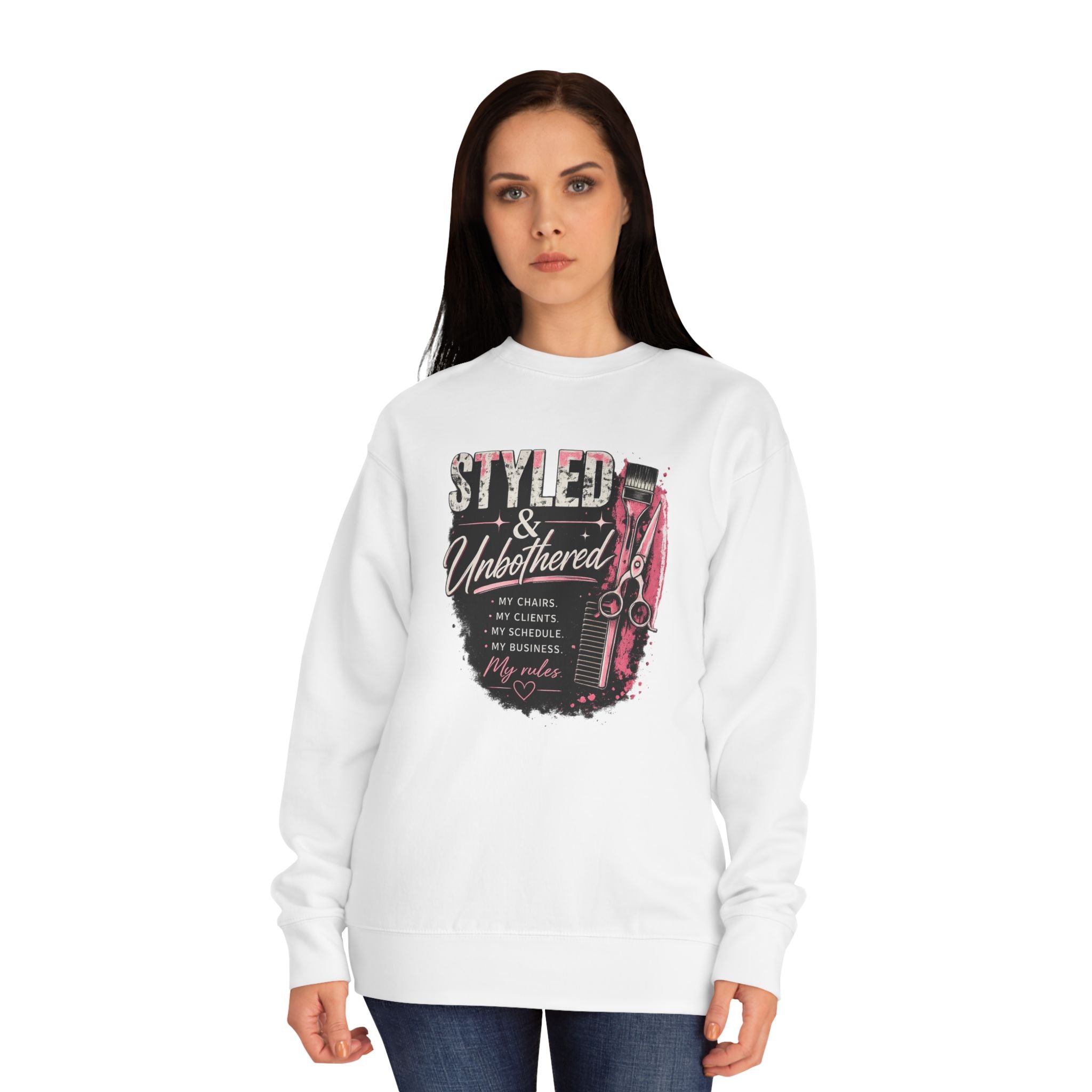 Styled & Unbothered Sweatshirt — Graphic Casual Crewneck for Confident Women