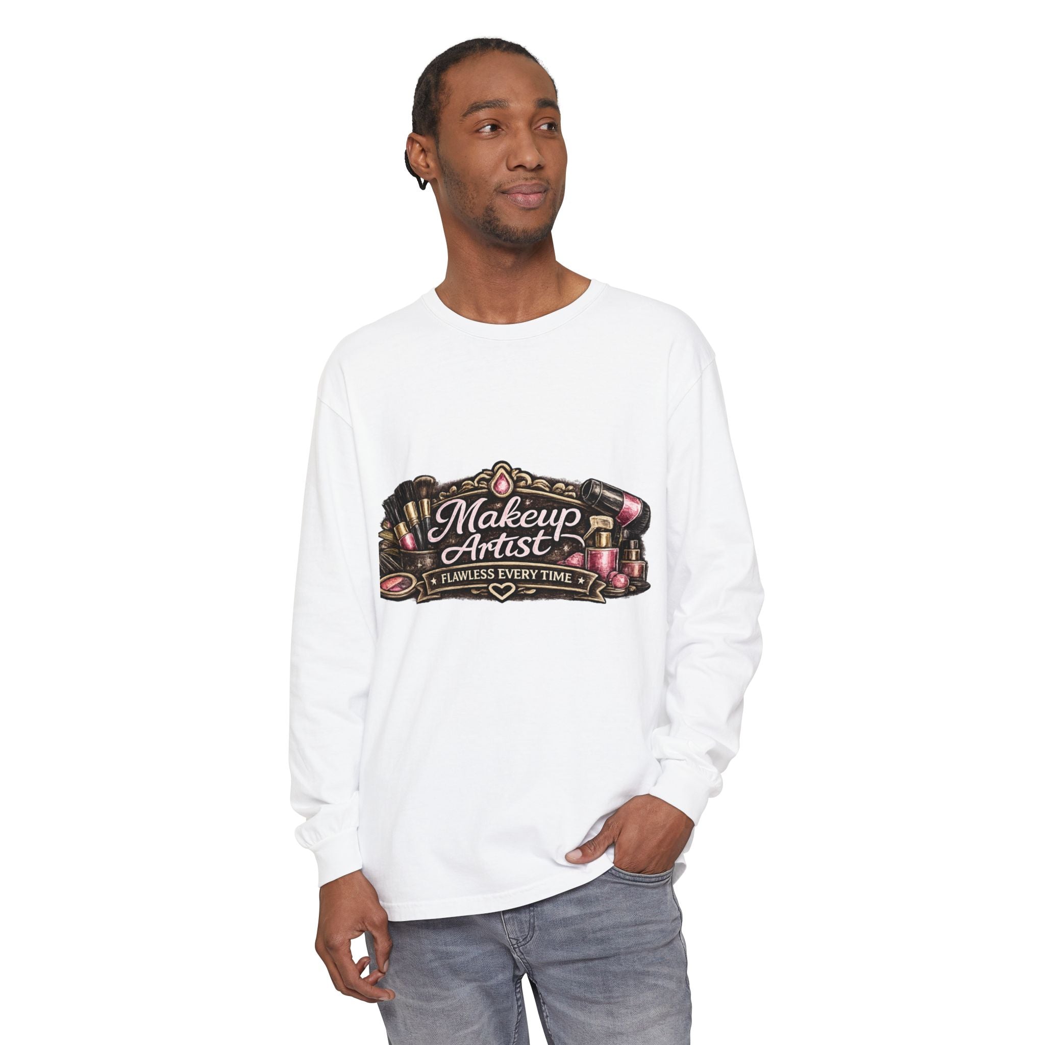 Makeup Artist Long Sleeve Tee — "Makeup Artist: Flawless Every Time" Graphic Shirt