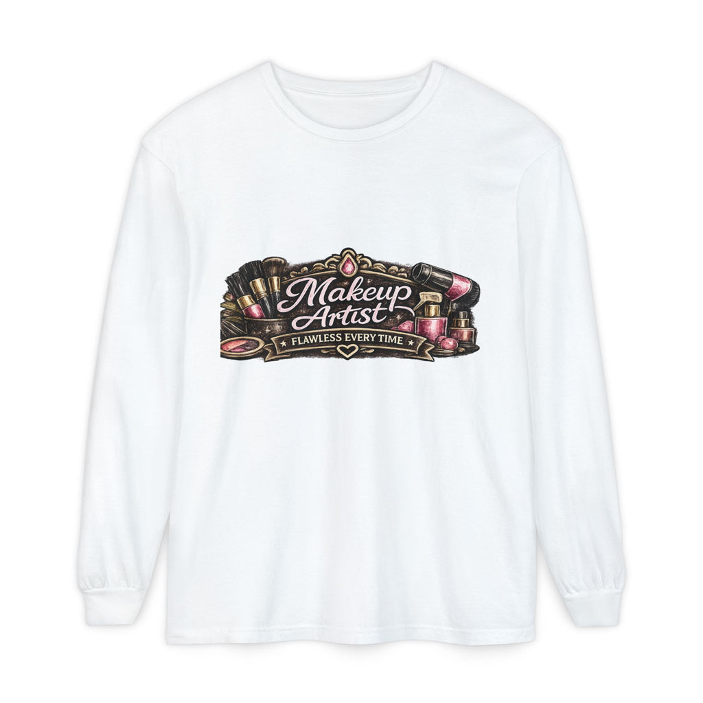 Makeup Artist Long Sleeve Tee — "Makeup Artist: Flawless Every Time" Graphic Shirt