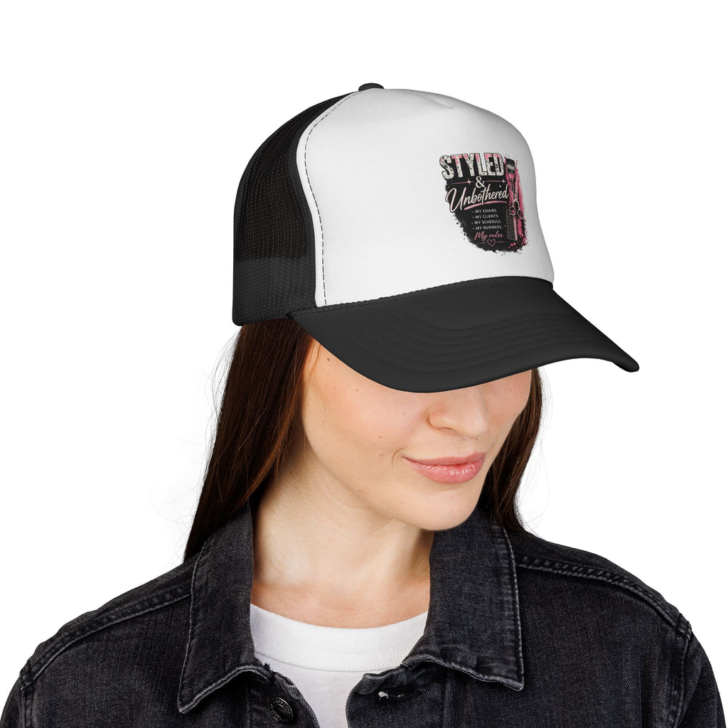 Styled & Unbothered Trucker Cap — Vintage Glam Mesh Hat