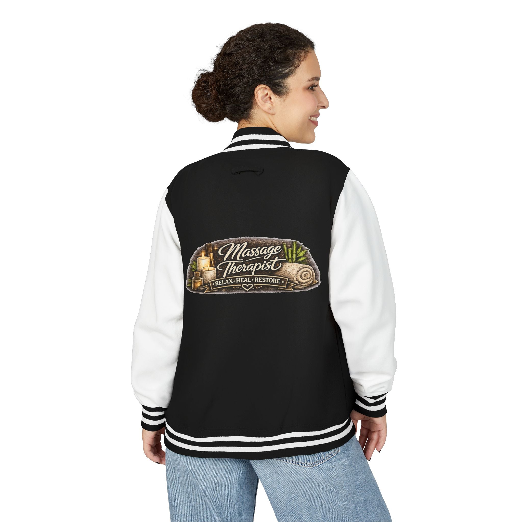 Letterman Jacket — Massage Therapist Relax Heal Restore Back Patch