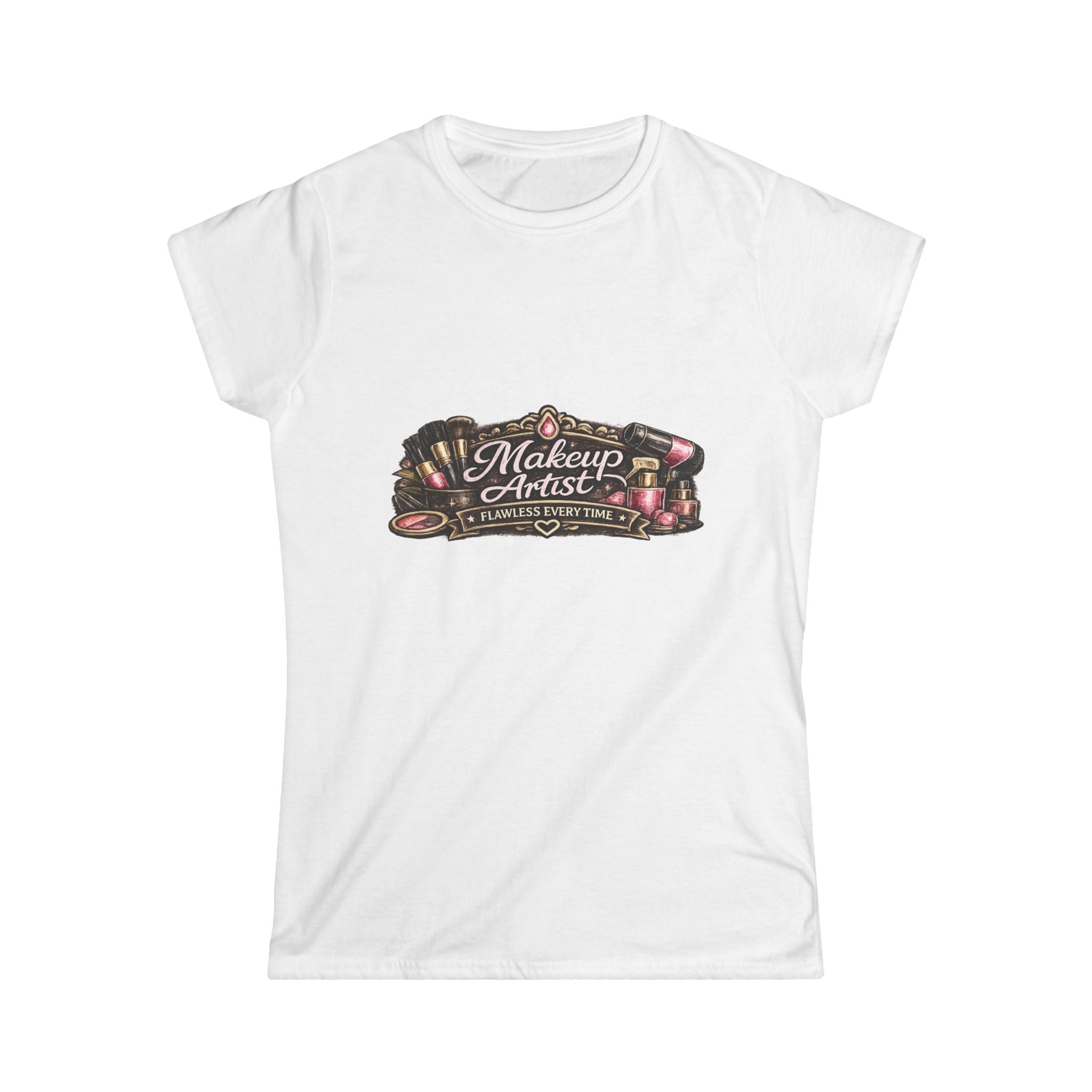 Makeup Artist Graphic Tee — "Makeup Artist" Vintage Brush & Lipstick Design