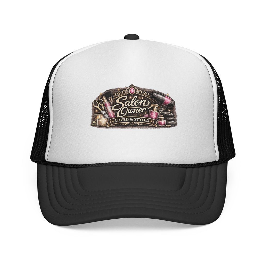 Salon Owner Trucker Cap — Vintage Hair Stylist Logo Hat