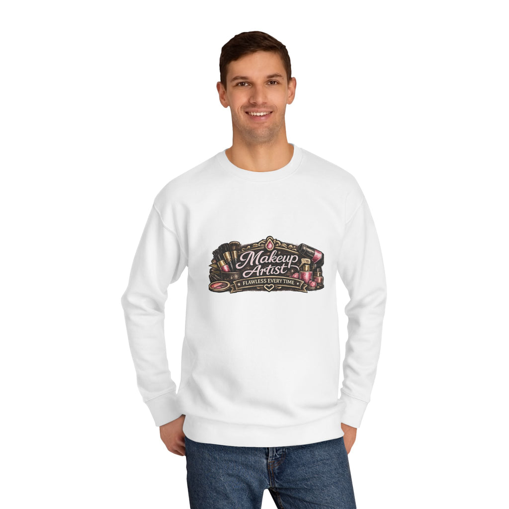 Makeup Artist Crewneck Sweatshirt — Vintage Cosmetic Tools Graphic