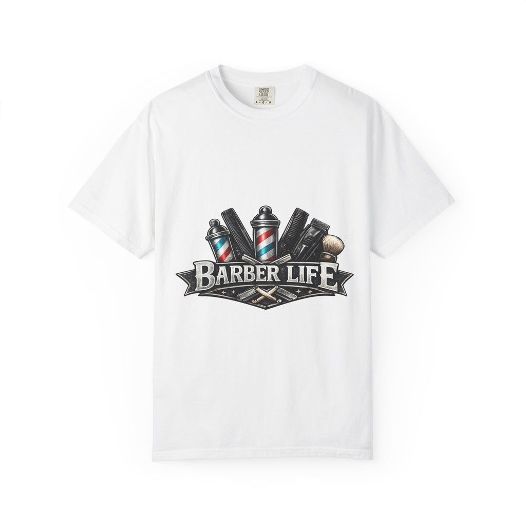 Barber Life graphic T-Shirt | Scissors, Clippers, Pomade illustration