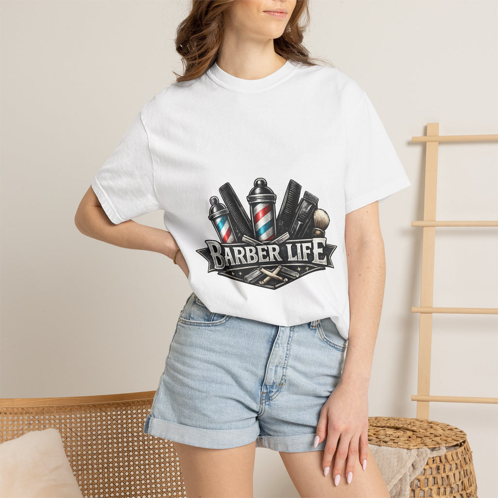 Barber Life graphic T-Shirt | Scissors, Clippers, Pomade illustration