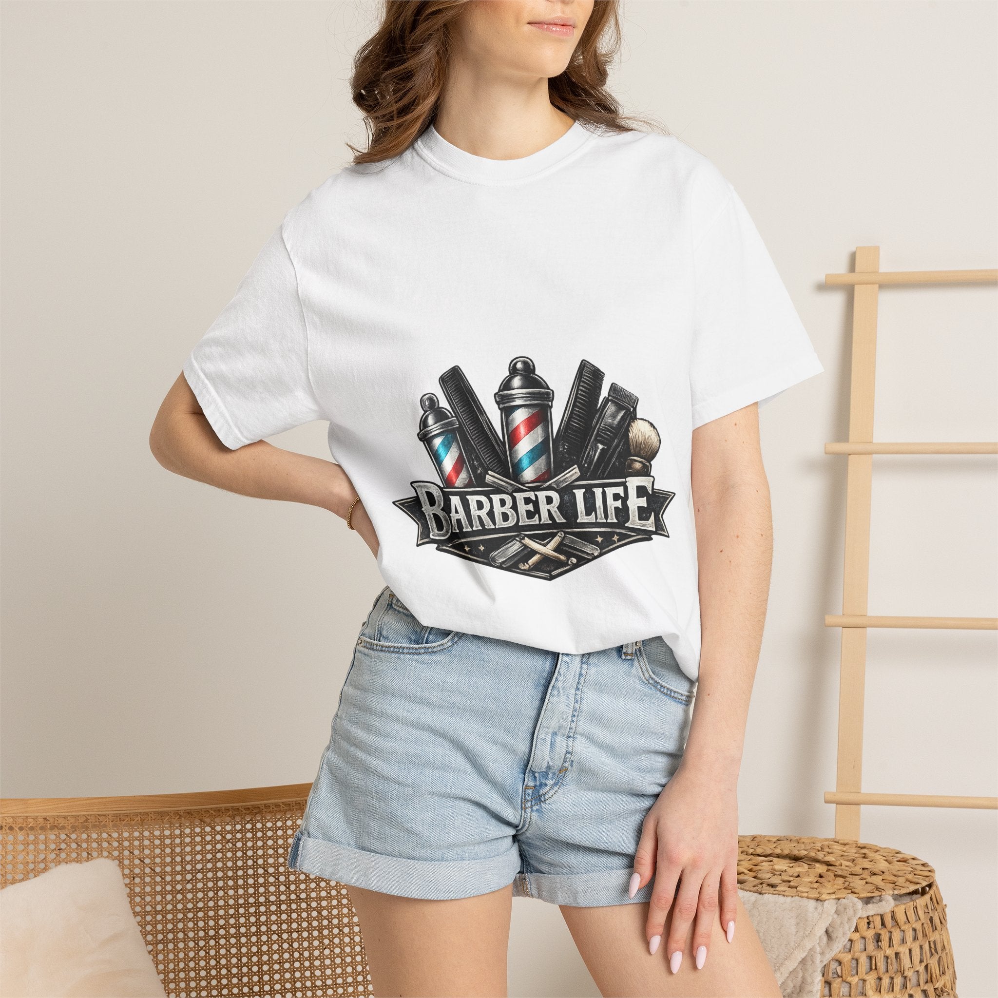 Barber Life graphic T-Shirt | Scissors, Clippers, Pomade illustration