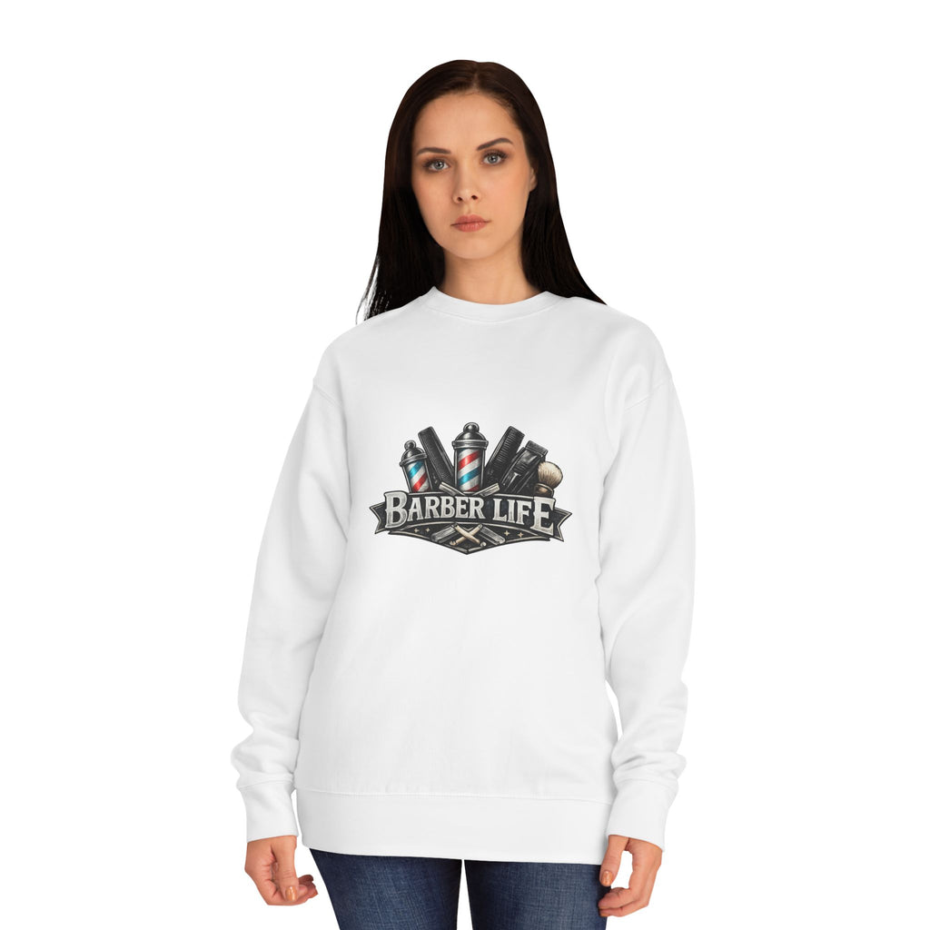 Barber Life Crewneck Sweatshirt – Barbershop Tools Graphic