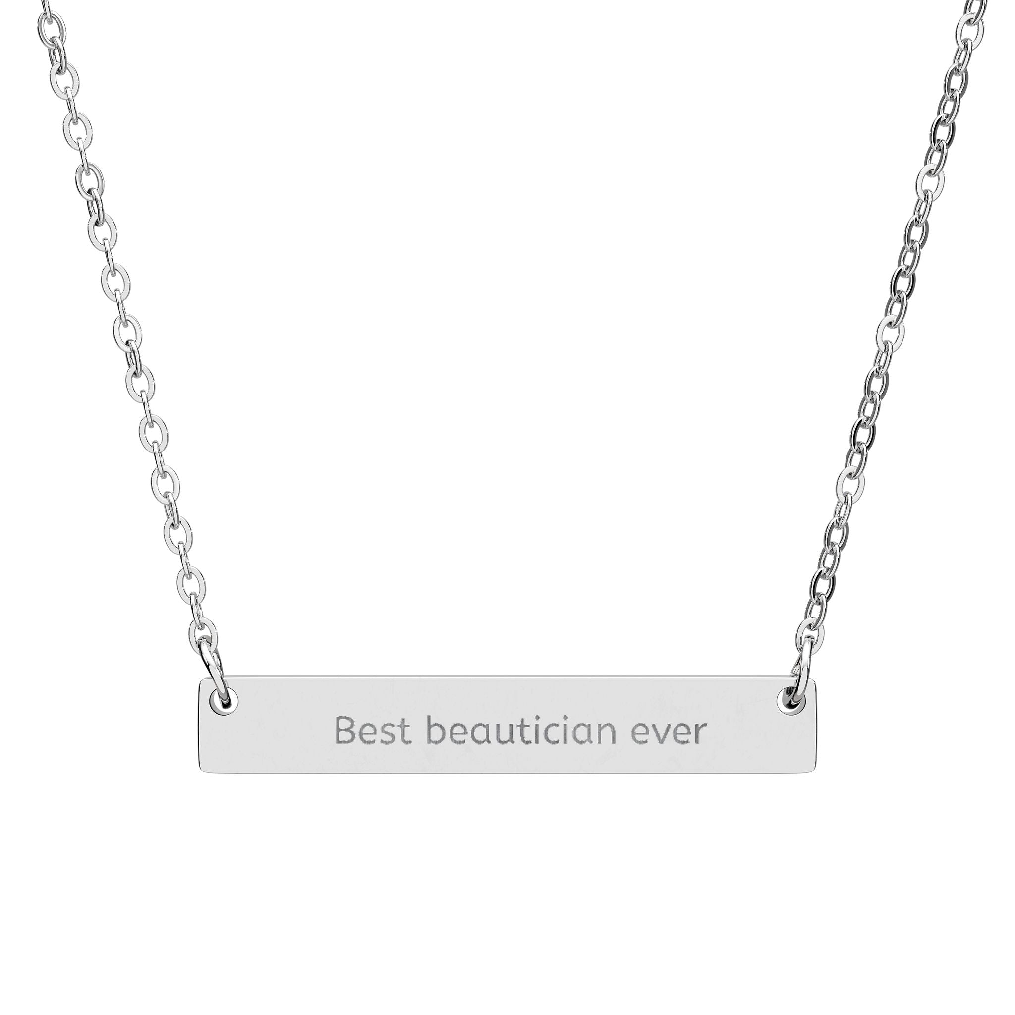 Engraved Horizontal Bar Necklace – Personalized Name & Message Pendant