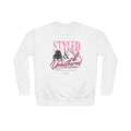 Styled & Unbothered Crewneck Sweatshirt — Empowering Pink Graphic Pullover