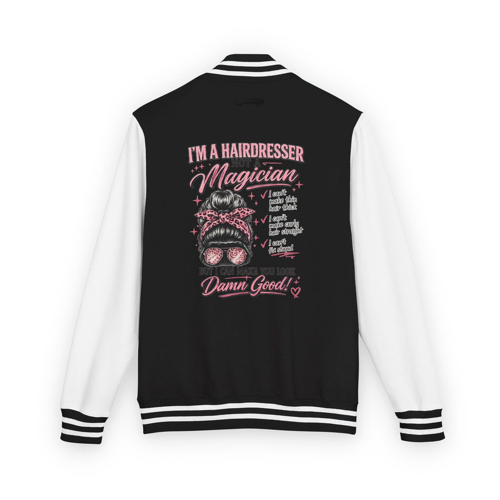 Hairdresser Letterman Jacket — “I'm a Hairdresser, a Magician” Retro Barber Crew Jacket