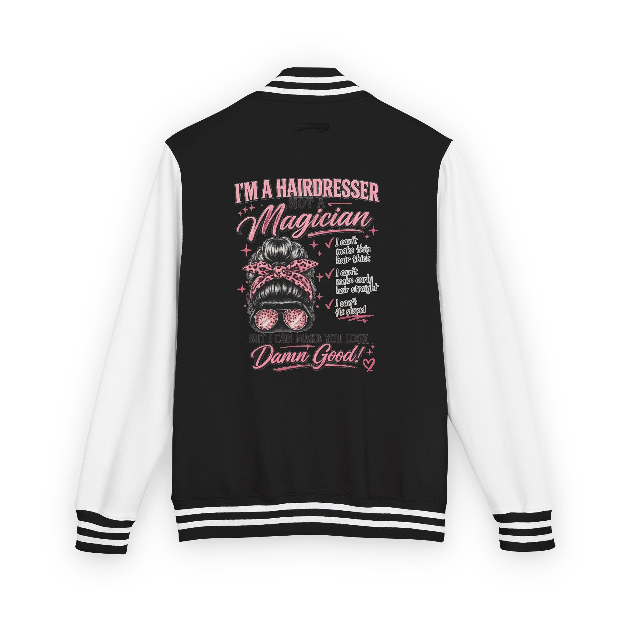 Hairdresser Letterman Jacket — “I'm a Hairdresser, a Magician” Retro Barber Crew Jacket