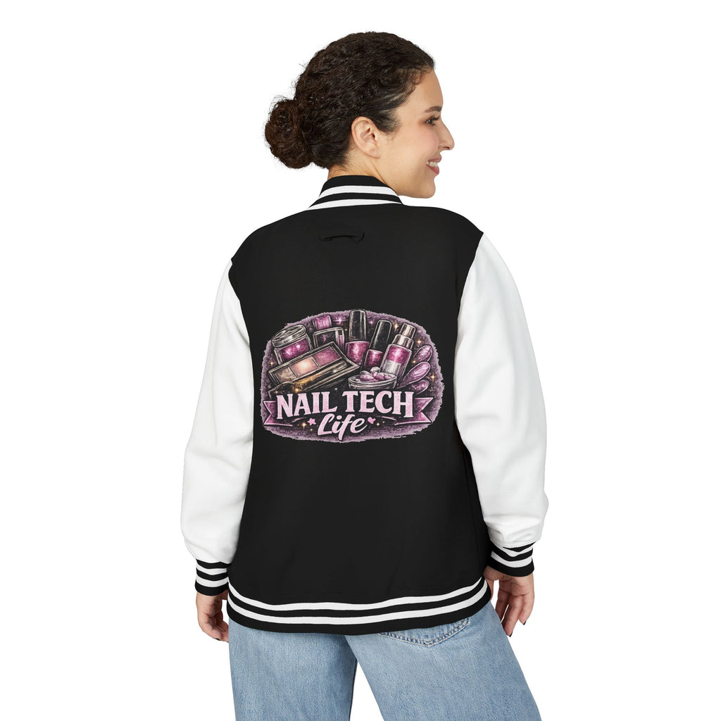 Letterman Jacket — "Nail Tech Life" Back Graphic Varsity Jacket